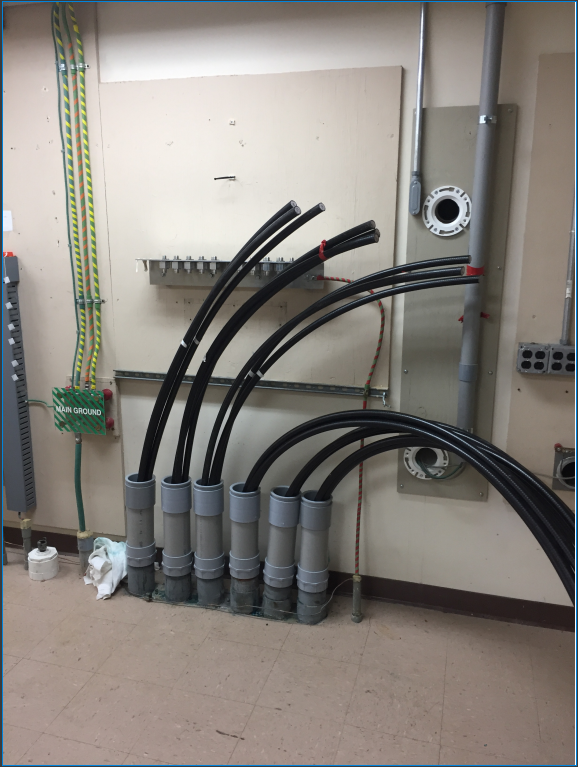 Electrical conduit and cabling in an equipment room